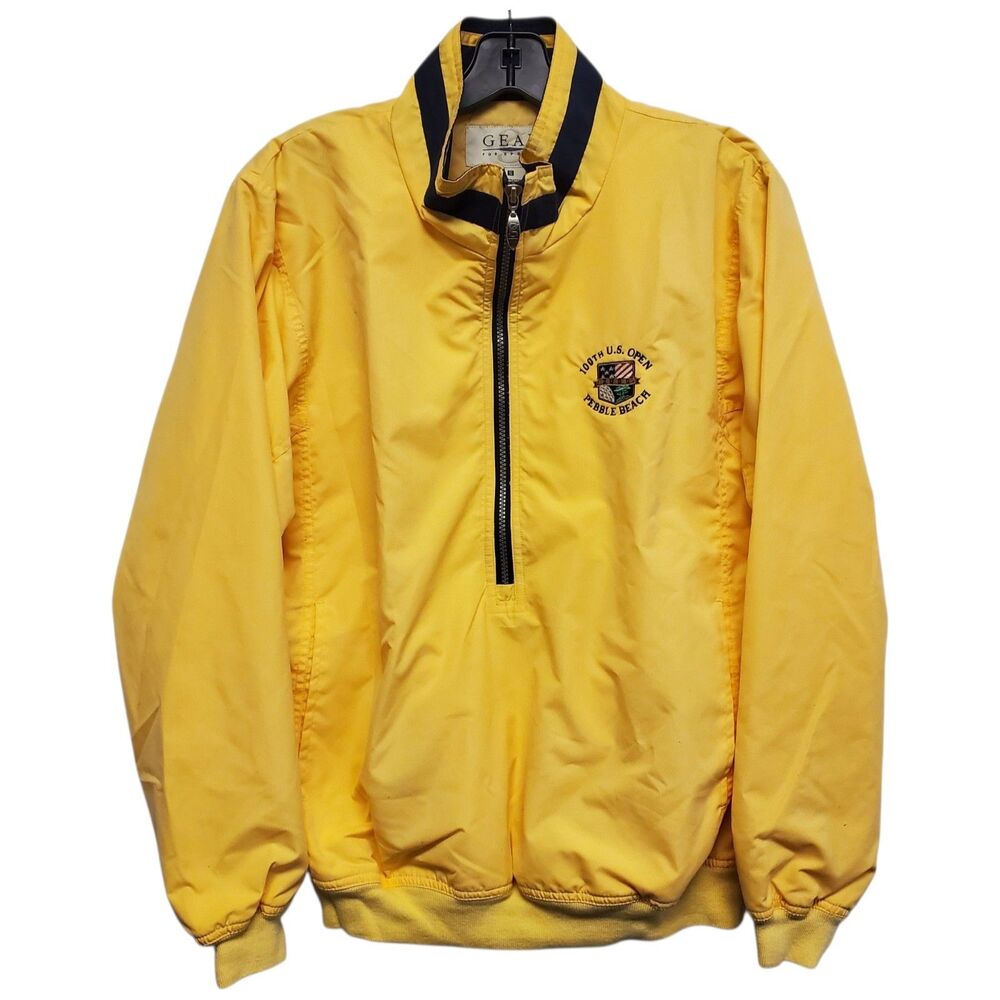 Vintage US OPEN Jacket Mens Small Yellow 2000 PEBBLE BEACH Golf Pullover 1/2 Zip